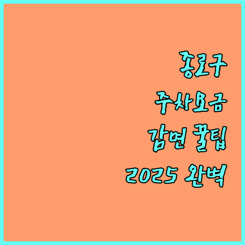 종로구 공영주차장 요금 감면 2025 완벽 분석 누가 얼마나 할인?