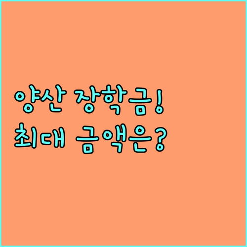 양산시 장학재단 지원 2025년 11가지 장학금 유형별 금액