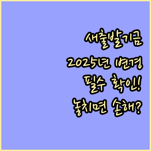 소상공인 새출발기금, 2025년 변경 사항 총정리