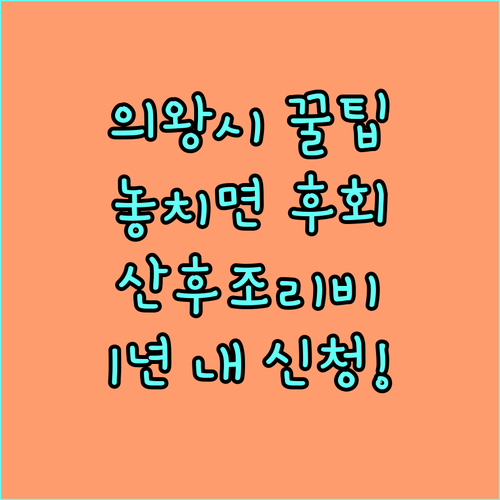 2025년 의왕시 산후조리비 1년 내 신청하세요