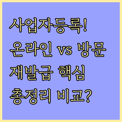 온라인 세무서 방문 사업자등록증 재발급 방식 총정리 비교