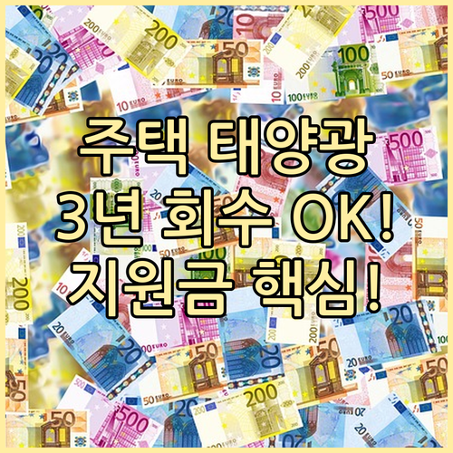 주택용 태양광 지원금 활용 3년 내 초기 투자 회수 방법