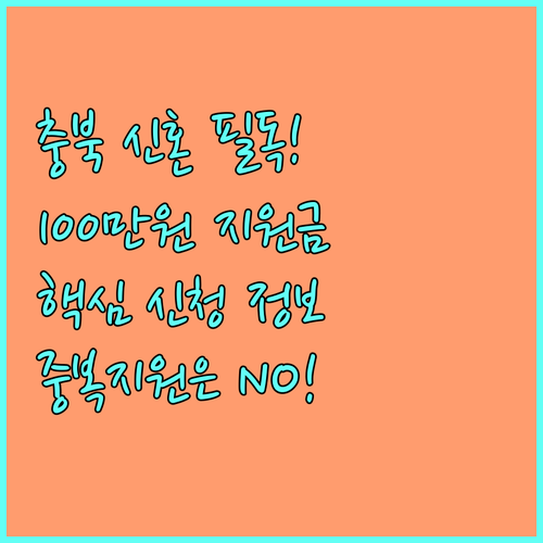 2025 충북 신혼부부 필독! 결혼지원금 100만원 지급 방식과 중복지원 불가 사항