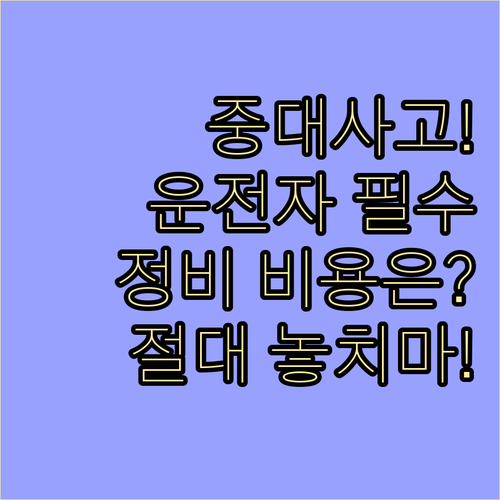 중대사고 시 운전자 보호 정비 비용 특약 필수 확인 사항