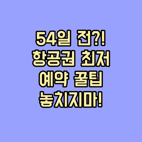 국제선 국내선 항공권 최저가 예약 적기 54일 전 전략