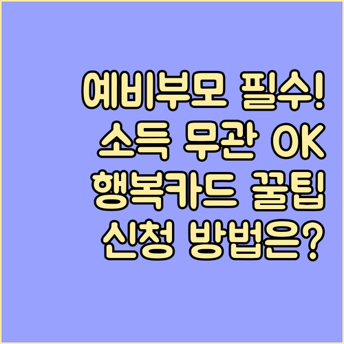 예비 부모 필수 혜택 소득 무관 국민행복카드 신청 절차와 사용처