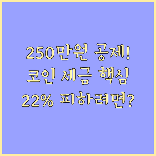 암호화폐 250만원 기본 공제 기타소득세 22% 부과 상세