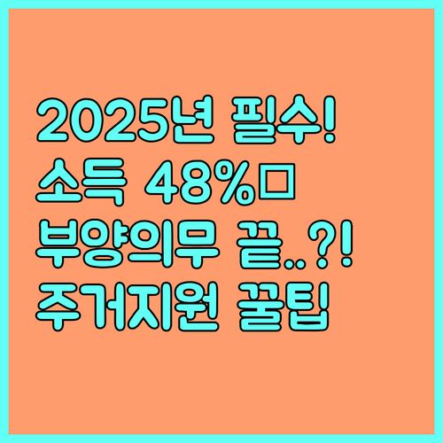 2025 주거급여 소득 기준 48% 부양의무자 폐지 완벽 정리