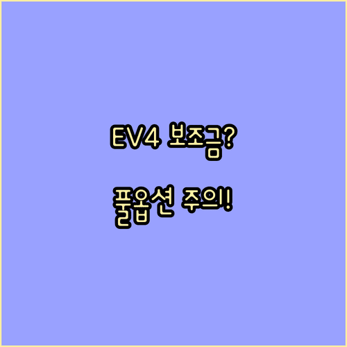 기아 EV4 전기차 보조금 지급 기준 가격과 옵션별 영향 분석