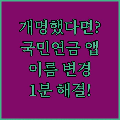 내곁에 국민연금 앱으로 개명된 이름 업데이트하는 법