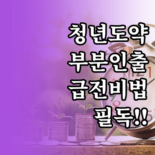 청년도약계좌 부분인출 가능 여부와 현명한 급전 마련 방법