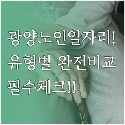 광양시 시니어클럽 공익활동 사회서비스형 시장형 일자리 비교