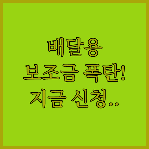 배달용 전기 오토바이 보조금 추가 지원 혜택 및 신청 방법