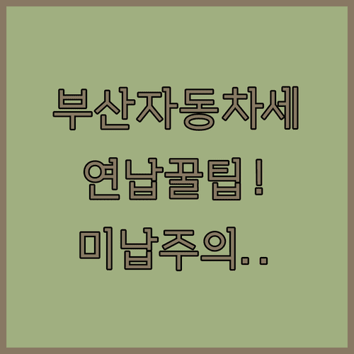 2026년 부산광역시 자동차세 연납 신청 및 미납 시 불이익 확인