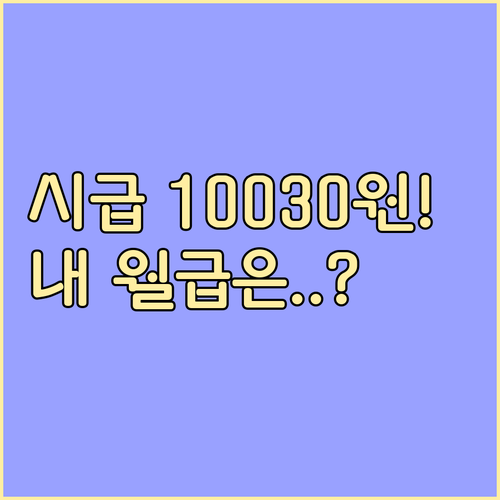 2026년 법정 최저임금 인상안 시급 10030원 적용 월급 금액