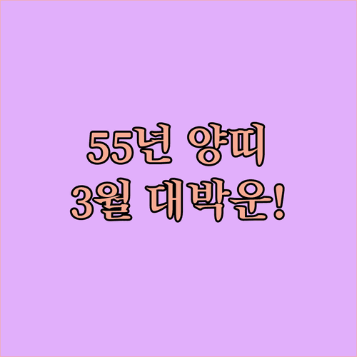 1955년생 양띠 2026년 3월 생활 운세 및 행운의 숫자 색상