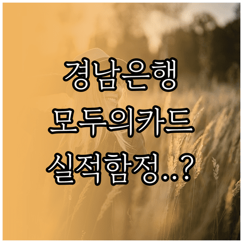 경남은행 모두의카드 생활 밀착형 혜택과 실적 제외 항목