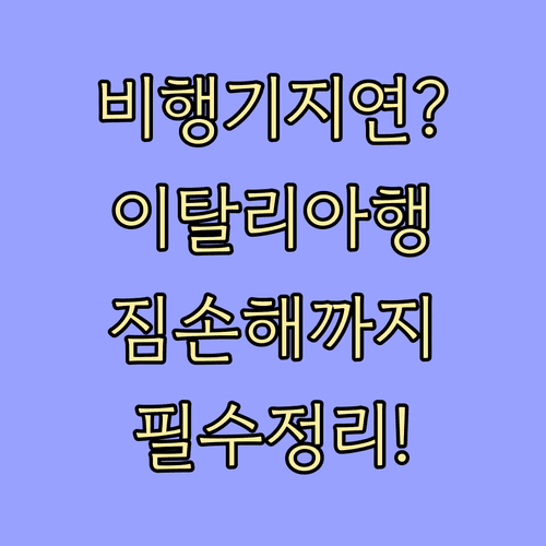 항공기 지연 휴대품 손해 보장하는 이탈리아 여행자보험 정리