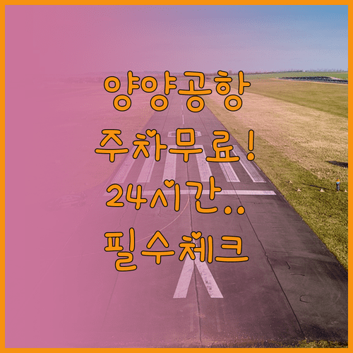 양양공항 주차 요금 무료 안내 | 24시간 운영 시설 및 주의사항