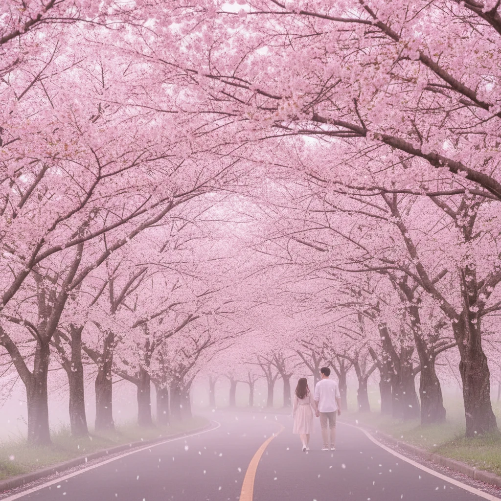 강진 금곡사 벚꽃길 전경