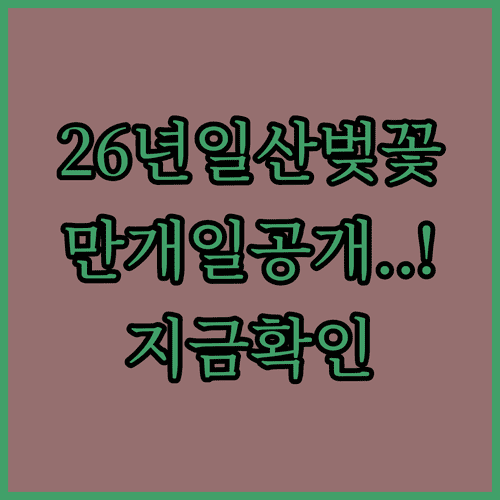 2026년 일산서구 벚꽃 개화 시기 및 만개일 예상 일정