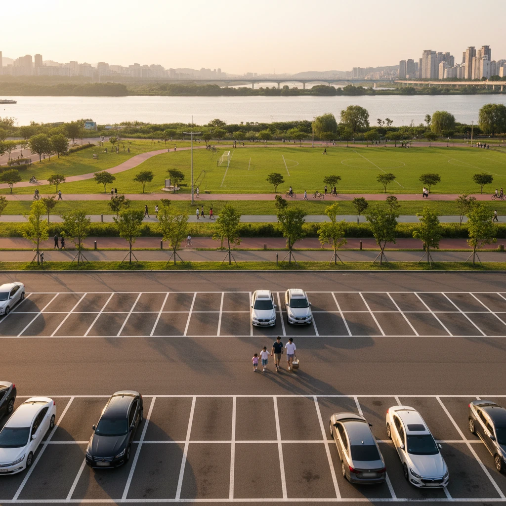 광나루 한강공원 주차장 전경