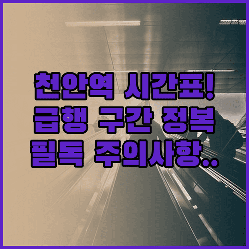 천안역 1호선 지하철 시간표 급행 운행 구간과 주의사항