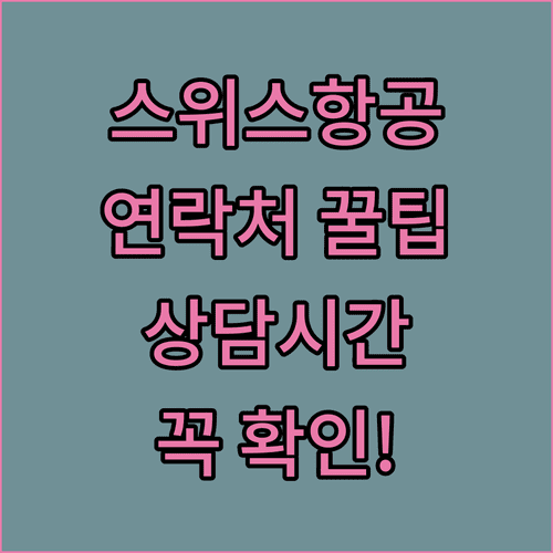 스위스 국제항공 한국 지사 연락처 및 상담 시간