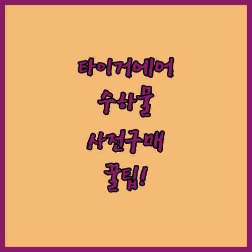 타이거에어 위탁수하물 사전 구매 절약 팁