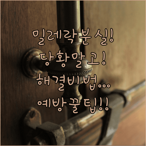 밀레 도어락 비밀번호 분실 해결 및 예방 수칙