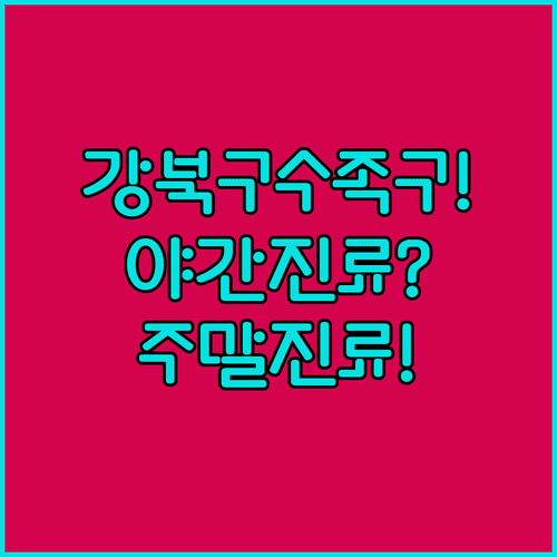 서울 강북구 수족구 병원 총정리 | 야간 진료 및 주말 진료 정보