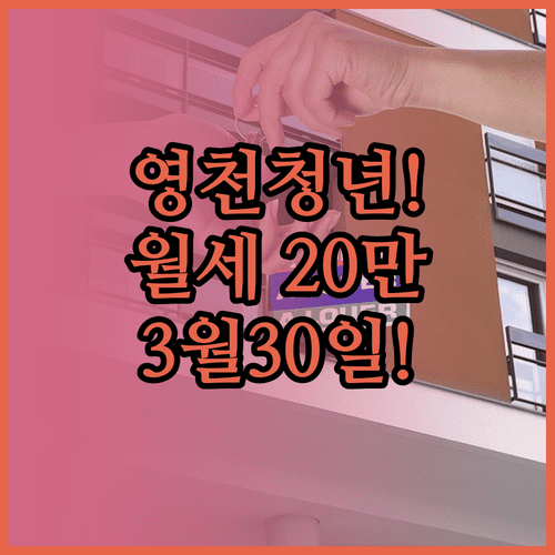 영천시 청년월세 지원 20만원 신청 3월30일부터