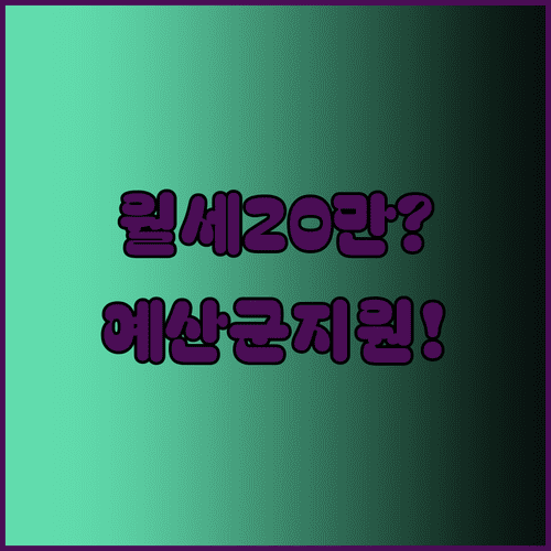 2026년 예산군 월세 지원 월 20만원 조건 및 신청