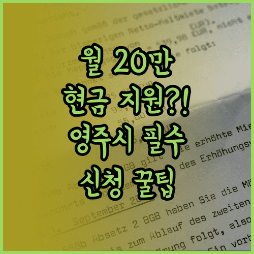 영주시 청년월세지원 2026, 월 20만 원 현금 지원 조건과 신청 꿀팁