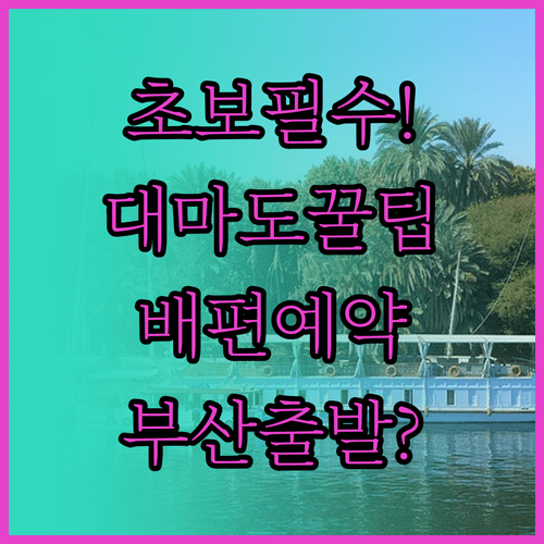 초보를 위한 부산 대마도 배편 예약 꿀팁 정리