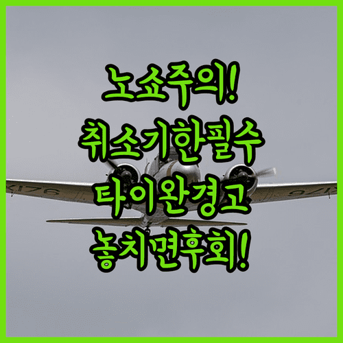 타이거에어 타이완 노쇼 주의, 취소 기한 꼭 지켜야 하는 이유